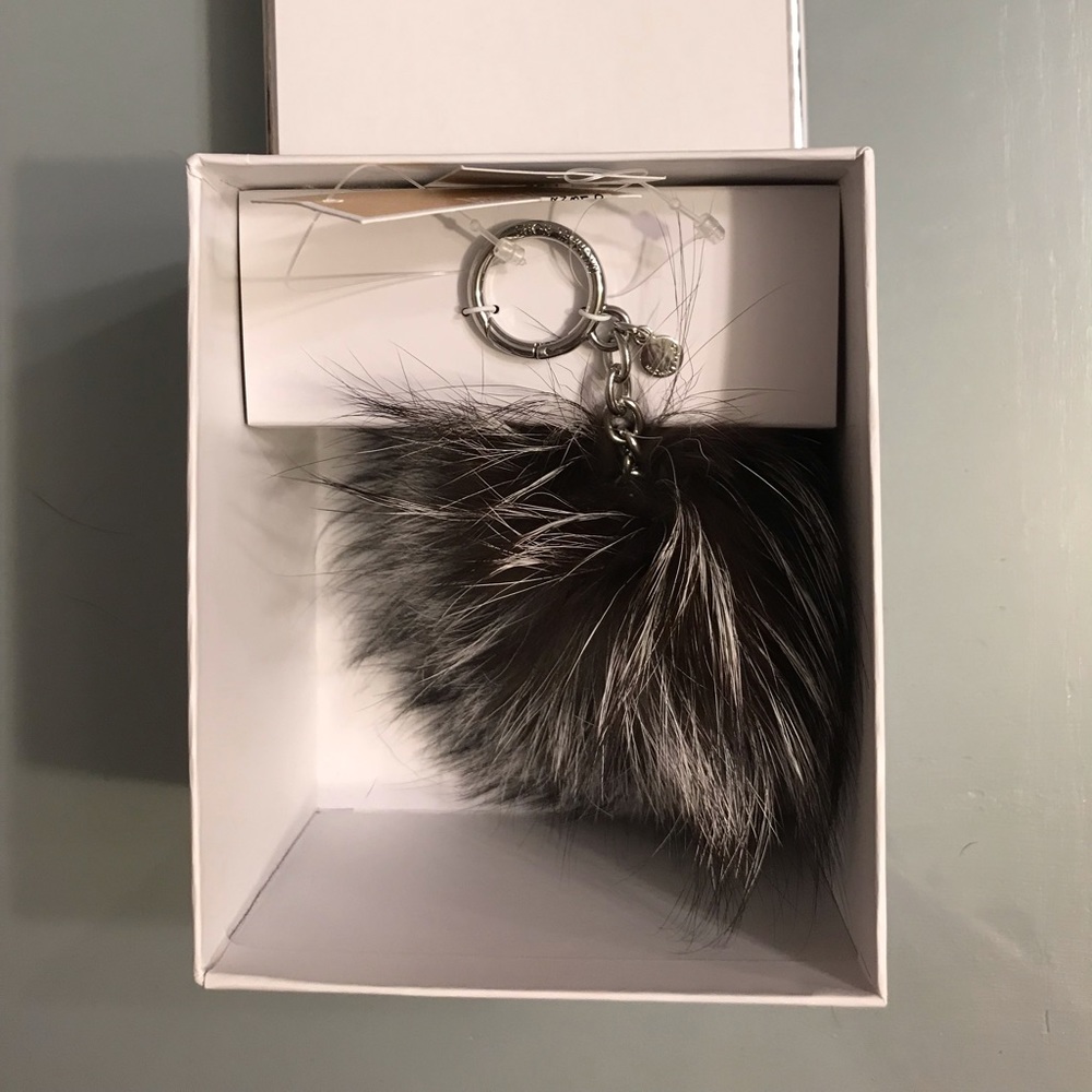 NWT Michael Kors Genuine Fox fur keychain pompom